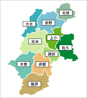 長野県のエリアマップ