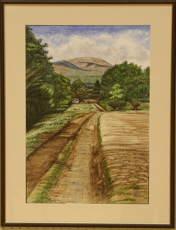 浅間を望む廃車のある風景